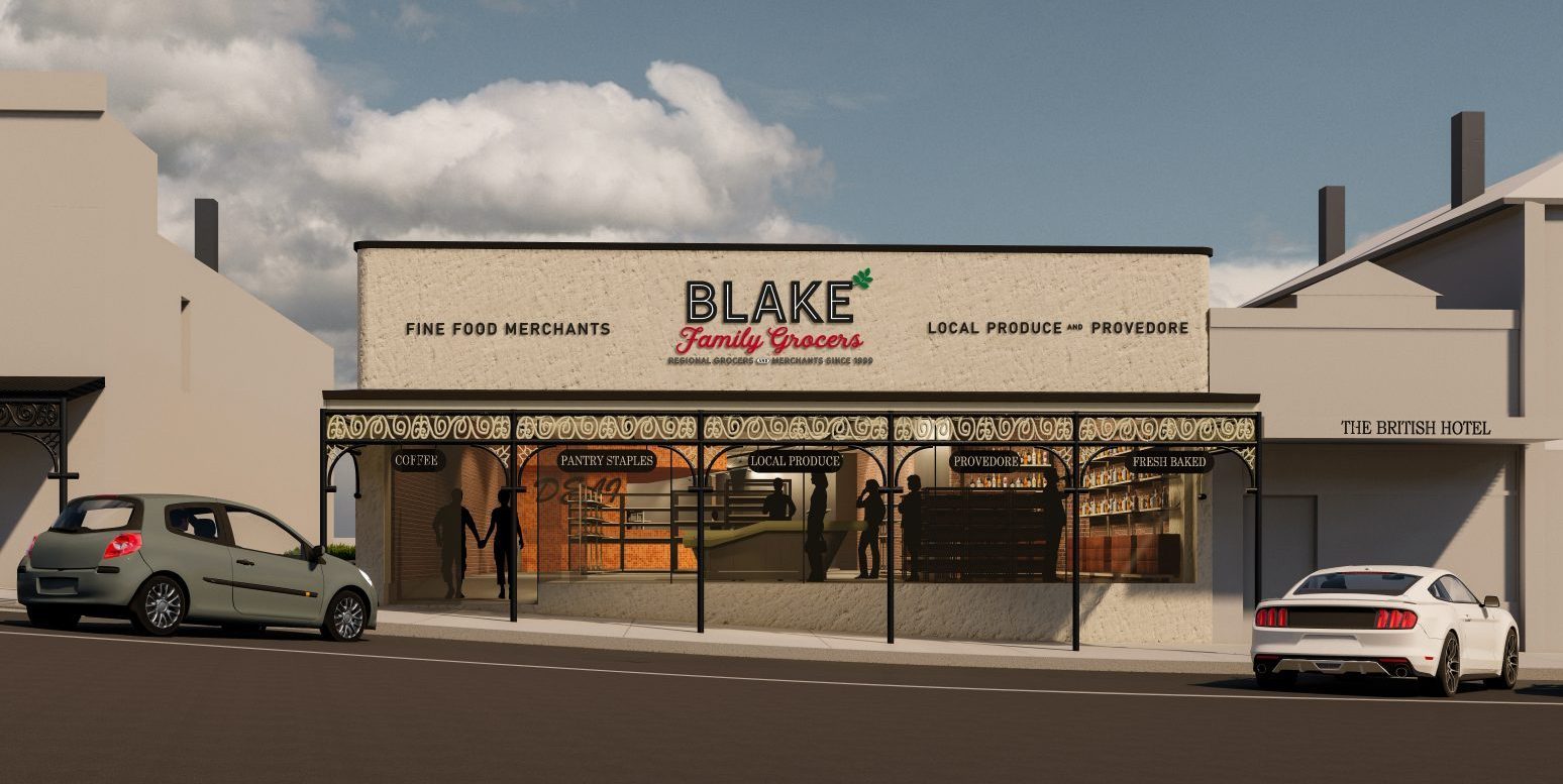 Front view render of Grocery Store